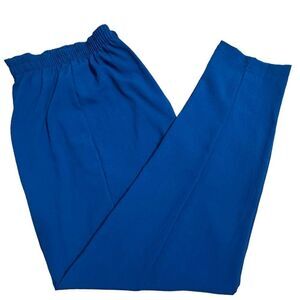 Vintage 70s Blue Adolfo II Rayon blend high waist pull on pants size Small
